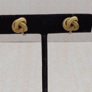 Monet Knot Clip On Earrings Gold Tone Textured